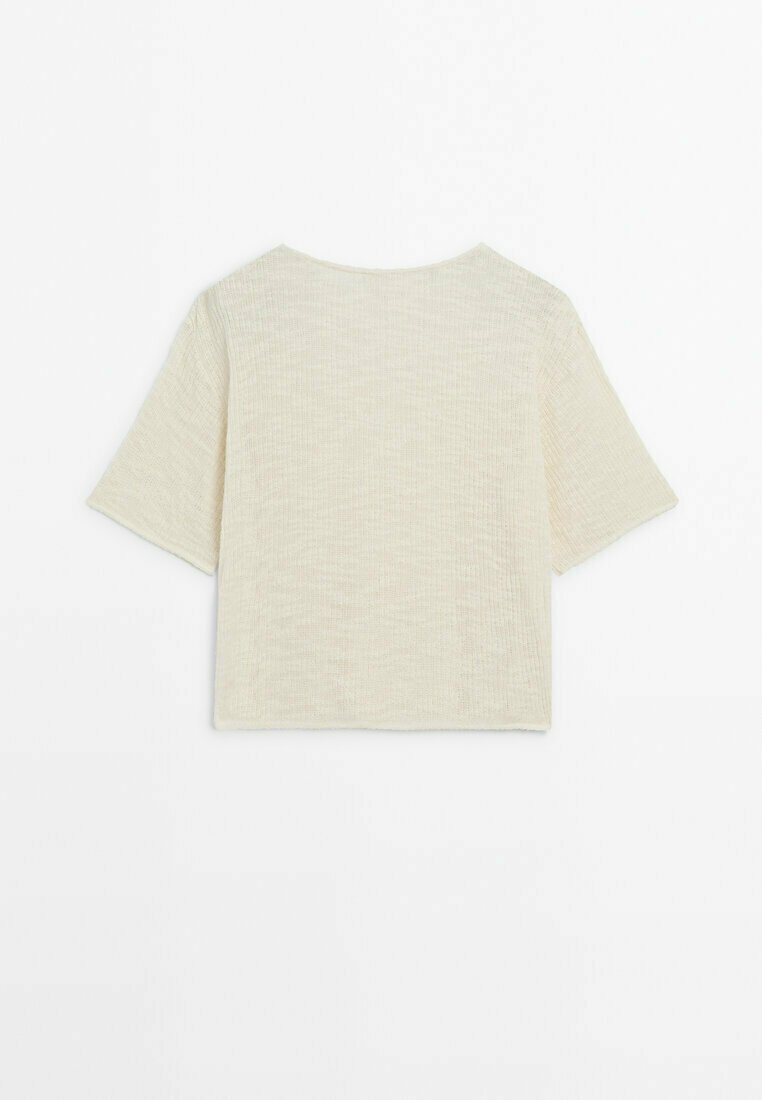 Massimo Dutti Massimo Dutti TEXTURED - Basic T-shirt - beige Flash Sale
