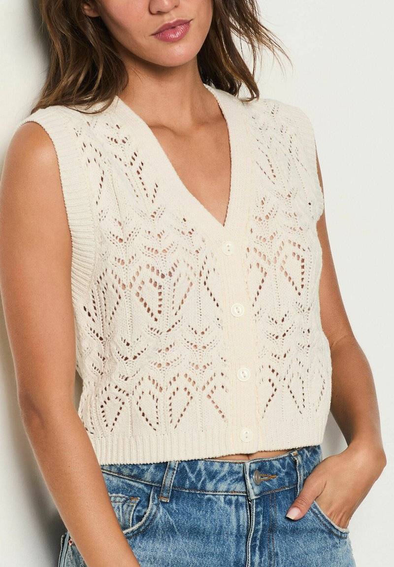 Etam Etam FOLIO - Waistcoat - ecru Begrenztes Angebot