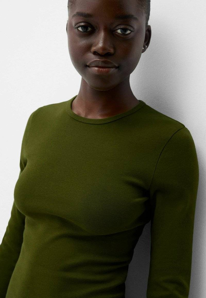 Bershka Bershka LONG SLEEVE - Long sleeved top - green Preisnachlass
