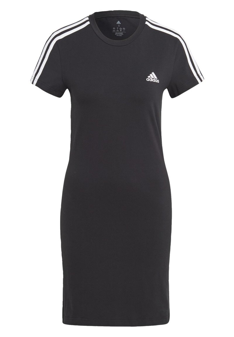 adidas Sportswear adidas Sportswear ESSENTIALS 3-STRIPES SINGLE FITTED - Jersey dress - black white Letzter Tag
