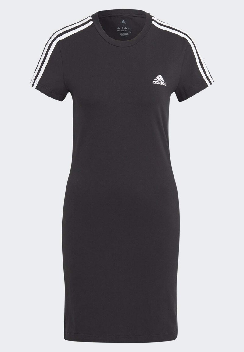 adidas Sportswear adidas Sportswear ESSENTIALS 3-STRIPES SINGLE FITTED - Jersey dress - black white Letzter Tag