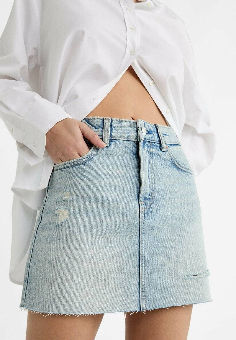 Stradivarius Stradivarius A-line skirt - light blue denim Speichern exportieren
