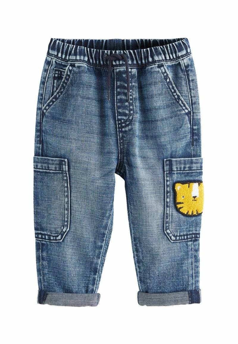 Next Next UTILITY - Relaxed fit jeans - mid blue denim with tiger Verkauf
