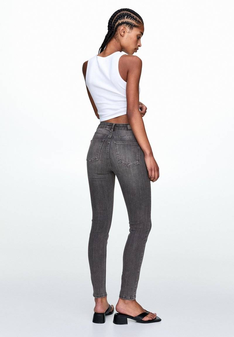 PULL&BEAR PULL&BEAR HIGH WAIST - Jeans Skinny Fit - grey denim Fabrikverkauf