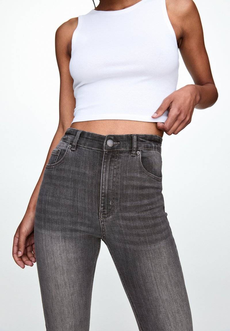 PULL&BEAR PULL&BEAR HIGH WAIST - Jeans Skinny Fit - grey denim Fabrikverkauf