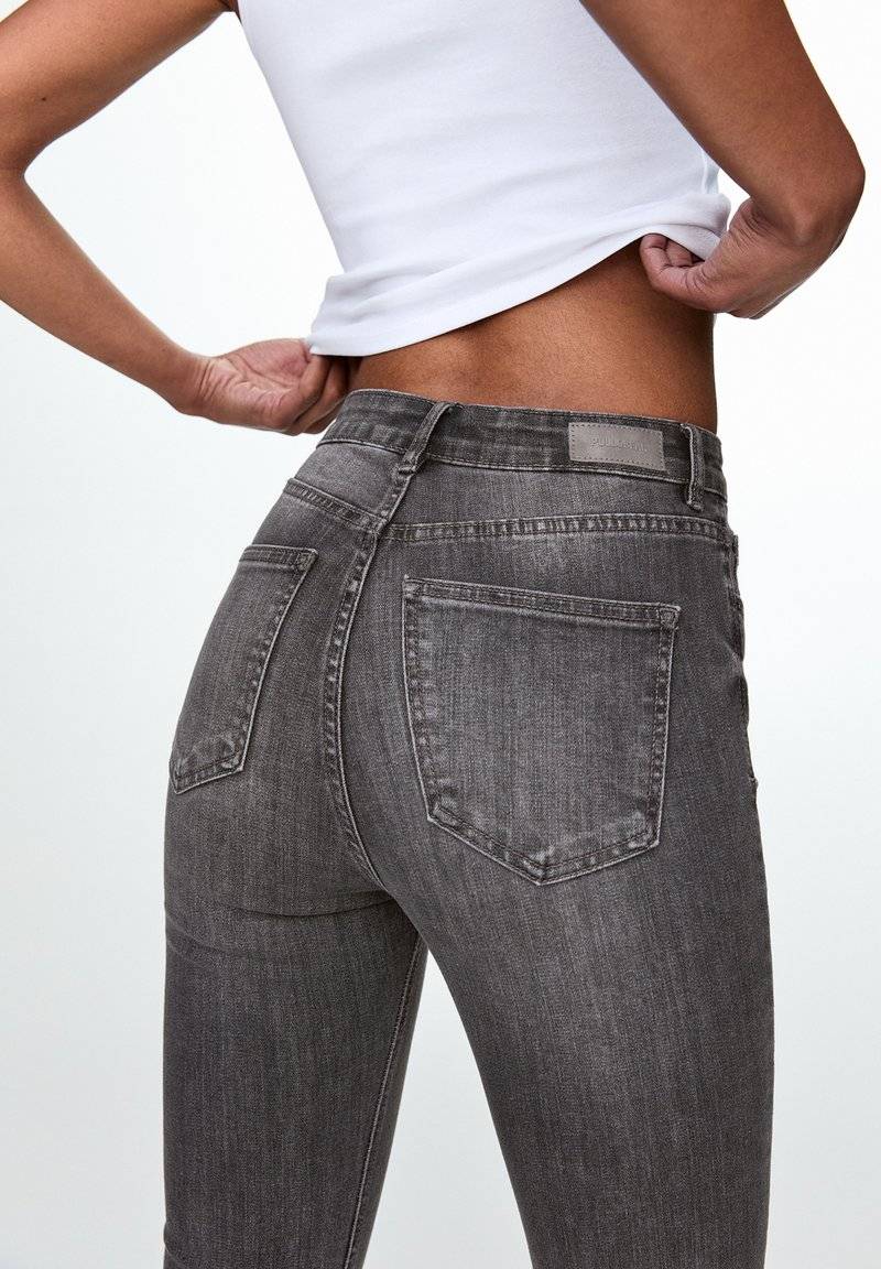 PULL&BEAR PULL&BEAR HIGH WAIST - Jeans Skinny Fit - grey denim Fabrikverkauf