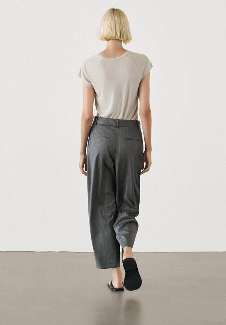 Massimo Dutti Massimo Dutti STRAIGHT-LEG STRIPE - Trousers - dark grey Fabrikpreis