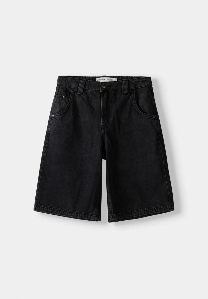 Bershka Bershka BERMUDA - Denim shorts - black Sonderangebot