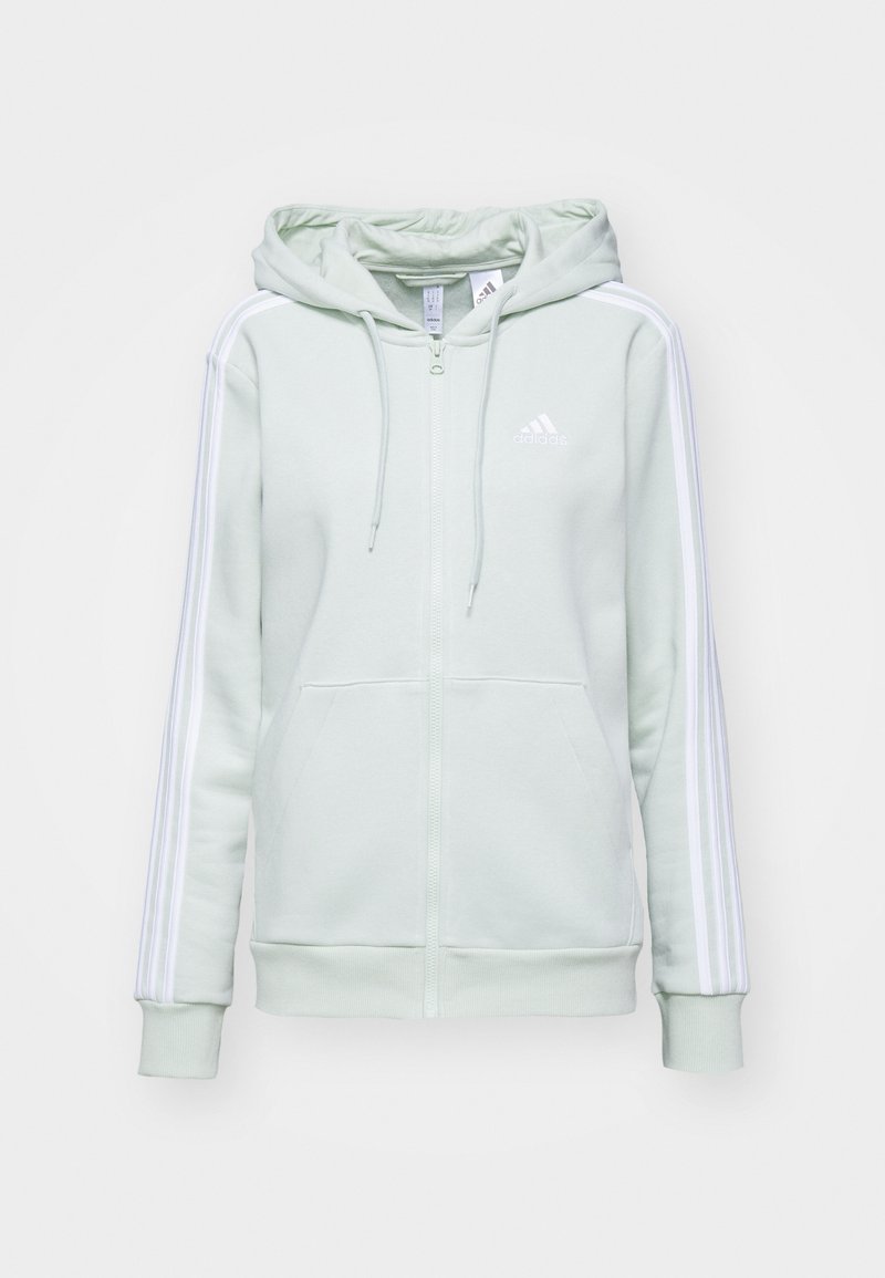 adidas Sportswear adidas Sportswear ESSENTIALS 3 STRIPES FULL ZIP HOODIE - Zip-up sweatshirt - linen green Lagerräumung