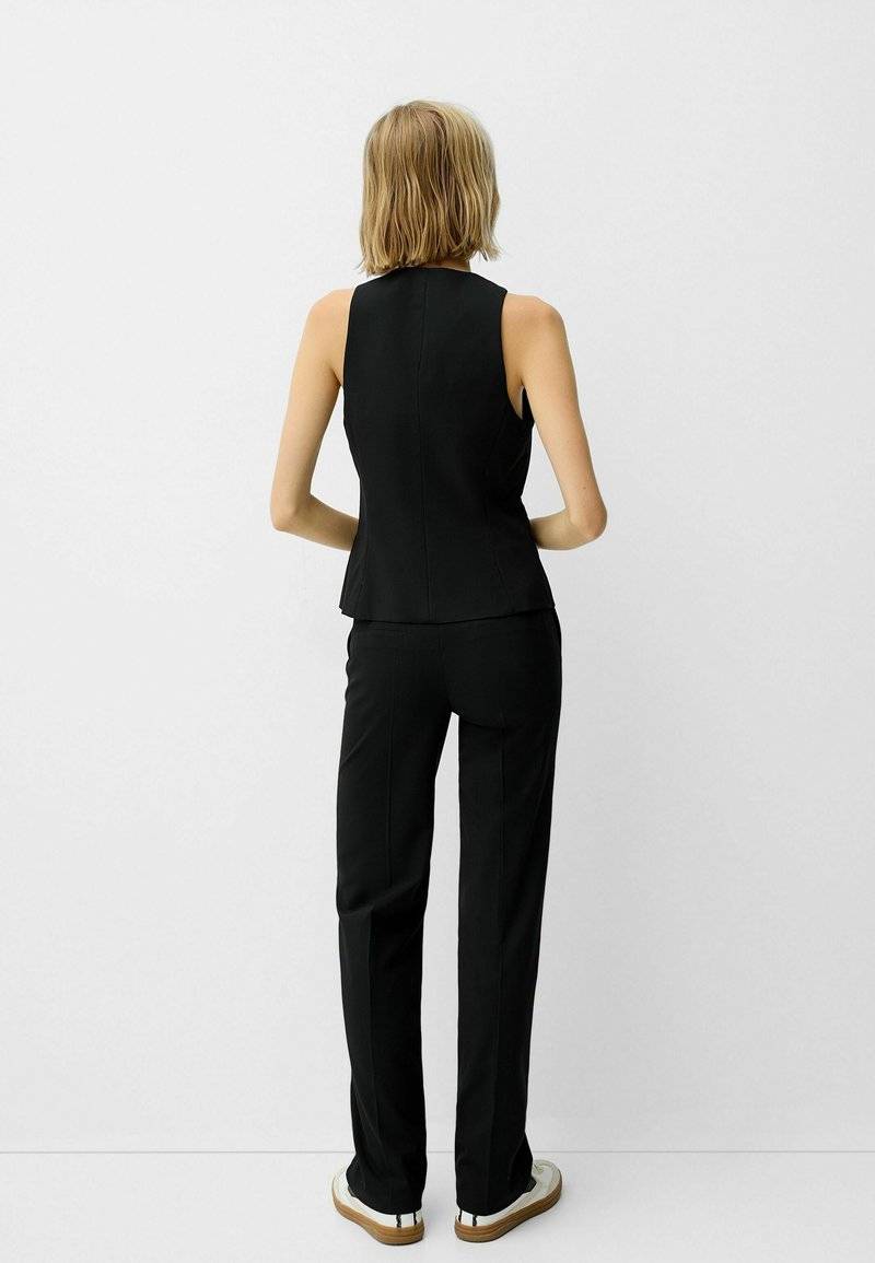 Bershka Bershka STRAIGHT-LEG TAILORED - Trousers - black denim Kostenloser Versand international