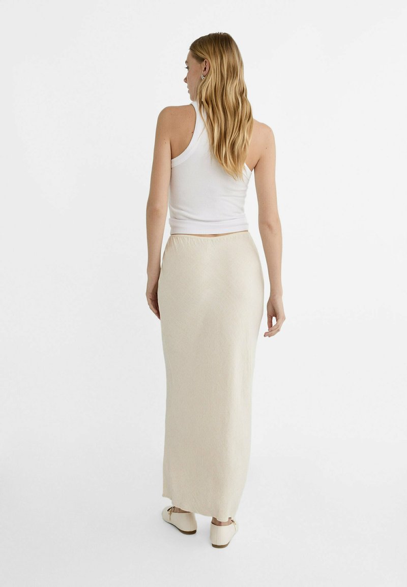 Stradivarius Stradivarius DRAWSTRING MIDI - Maxi skirt - stone Große Rabatte