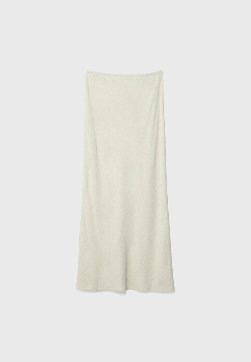 Stradivarius Stradivarius DRAWSTRING MIDI - Maxi skirt - stone Große Rabatte