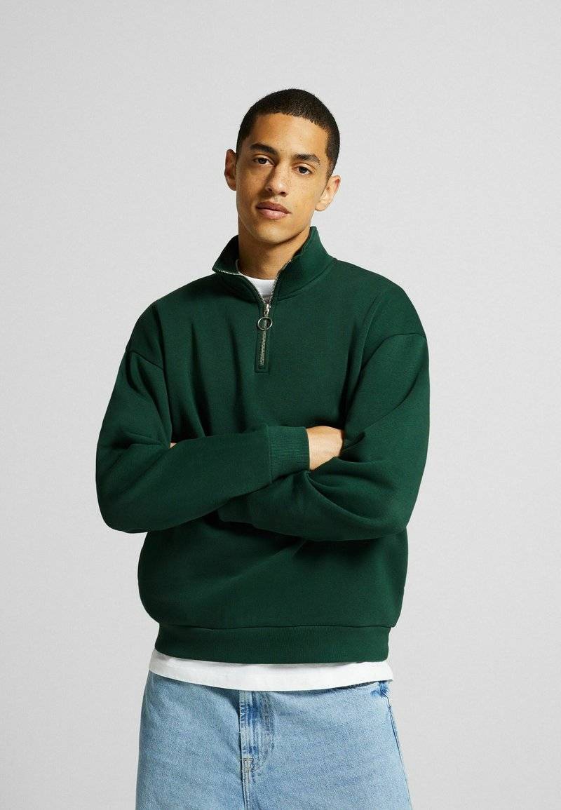 Bershka Bershka HIGH NECK - Sweatshirt - dark green Neuheiten