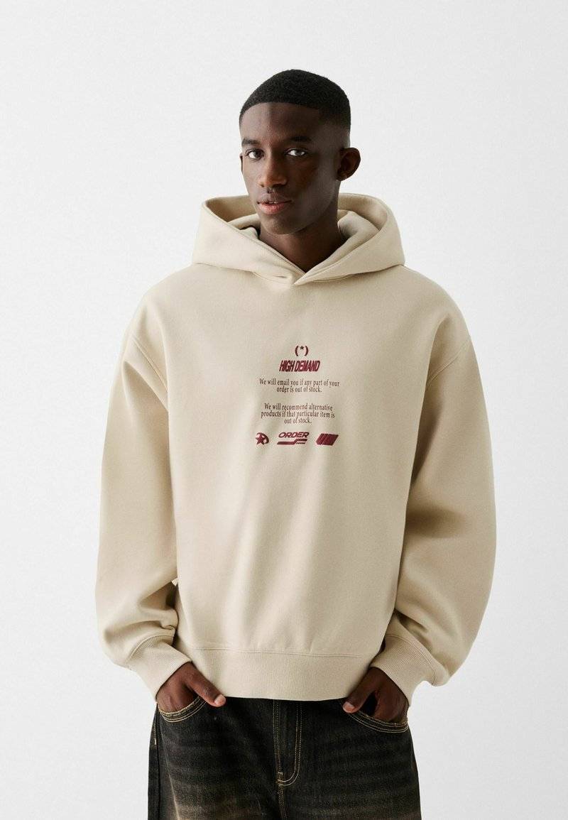 Bershka Bershka PRINTED - HOODIE - Hoodie - beige Tiefpreis
