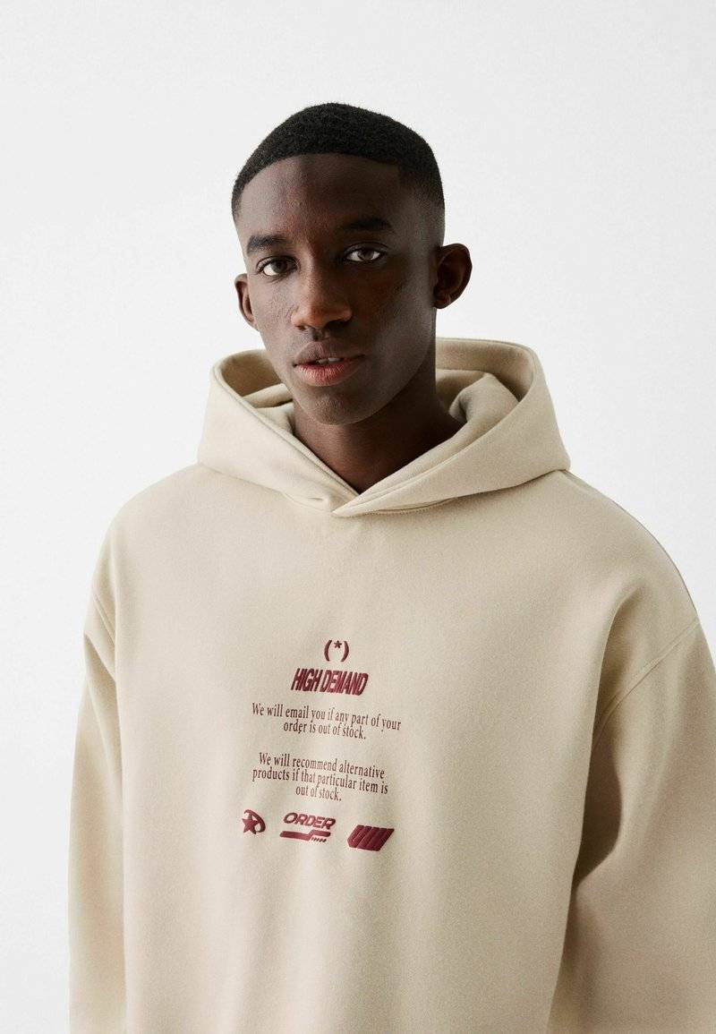 Bershka Bershka PRINTED - HOODIE - Hoodie - beige Tiefpreis