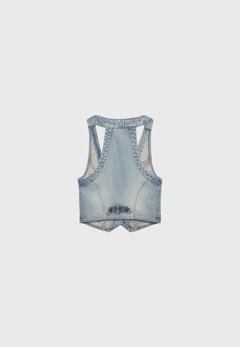 Stradivarius Stradivarius STUDDED - Waistcoat - laser denim Kostenlose Rückgabe