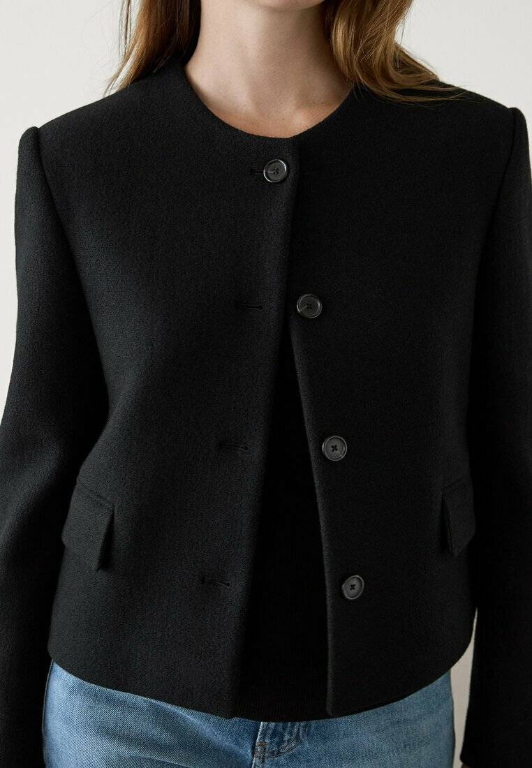 Massimo Dutti Massimo Dutti WITH CREW NECK - Blazer - black Bis zu 50% Rabatt